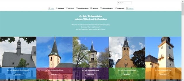 Screenshot der Startseite www.kirchen-greifensteinregion.de