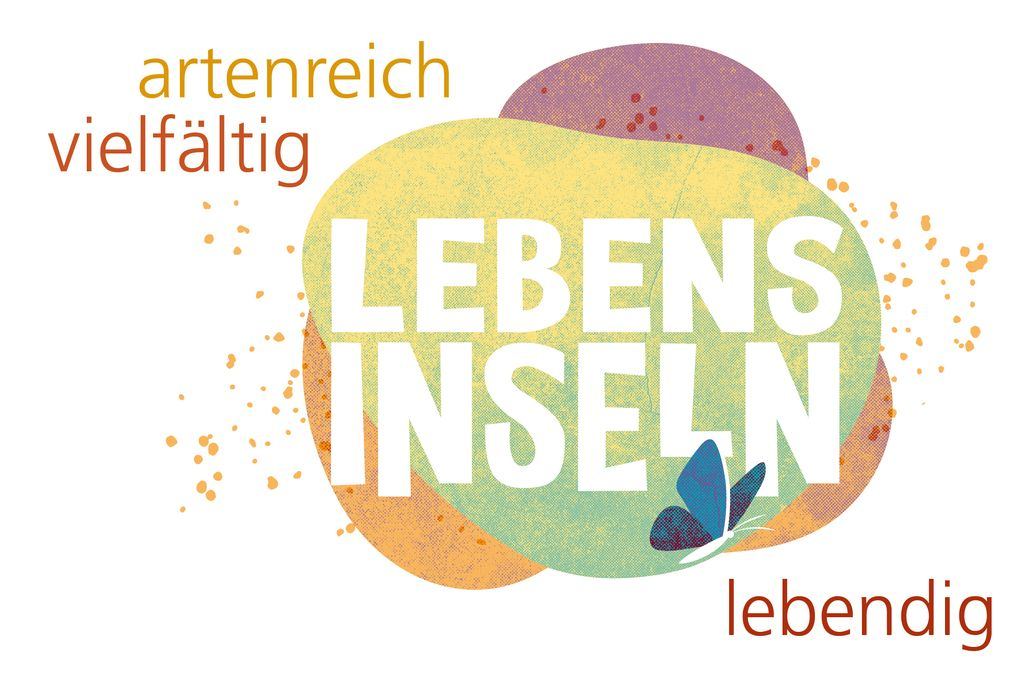 Logo des Projektes "Lebensinseln" mit den Schlagwörtern artenreich, vierlfältig und lebendig
