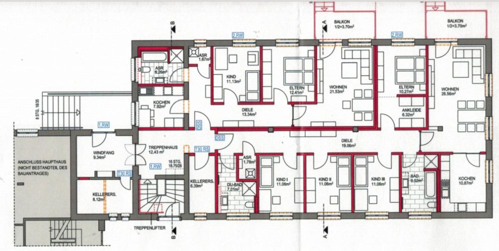 im Grundriss wurden die Visionen der Eigentümer festgehalten im Grundriss wurden die Visionen der Eigentümer festgehalten (Link öffnet sich in einem Popupfenster mit vergrößerter Ansicht des Bildes.)