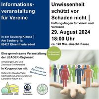 Flyer mit Informationen zur Informationsveranstaltung für Vereine